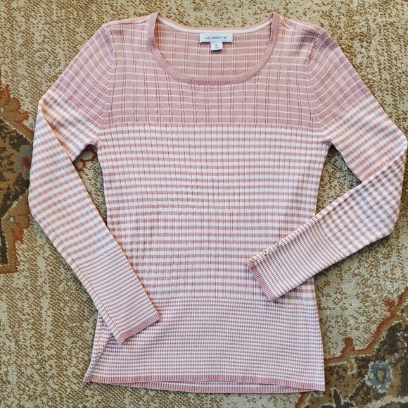 LIZ CLAIBORNE Striped Ribbed Lightweight Sweater Tunic M - Picture 8 of 9